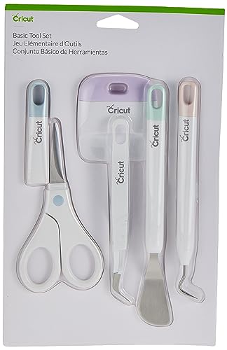 Cricut Basic Tool Set - Precision Tool Kit for Crafting and DIYs, Perfect for Vinyl, Paper & Iron-on Projects, Great Companion for Cricut Cutting Machines, Core Colors, 10.25 x 6.5 x 0.75, 5-Piece