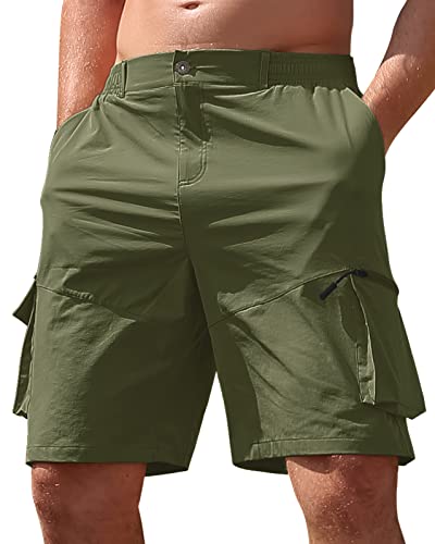 VoLIta Mens Hiking Cargo Shorts Lightweight Quick Dry Casual Shorts Outdoor Fishing Golf Shorts with Multi Pockets Army Green X-Large