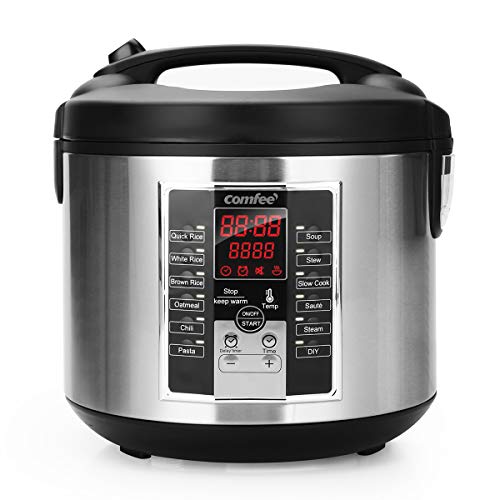 COMFEE' Rice Cooker 10 cup uncooked, Food Steamer, Stewpot, Saute All in One (12 Digital Cooking Programs) Multi Cooker Large Capacity 5.2Qt, 24 Hours Preset