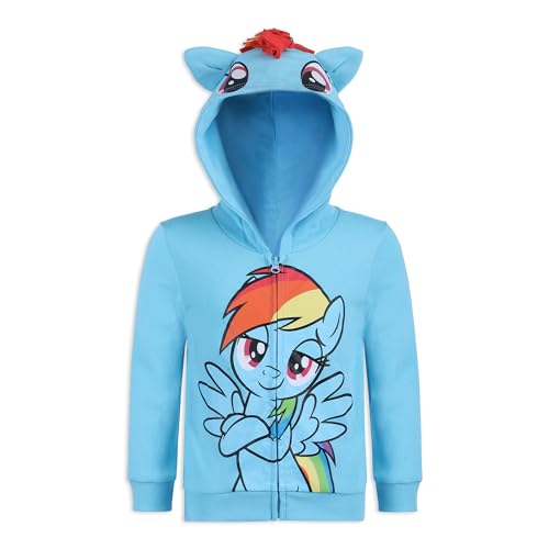 My Little Pony Hasbro Girls Rainbow Dash Zip Up Hoodie for Toddler and Little Kids - Blue