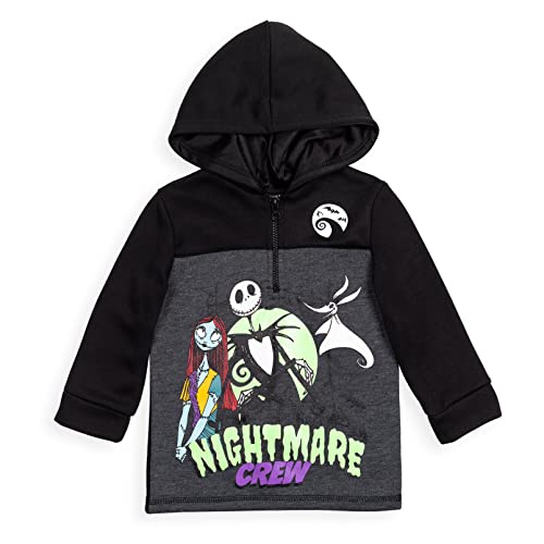 Disney Nightmare Before Christmas Sally Jack Skellington Little Boys Fleece Hoodie Black/Gray 6