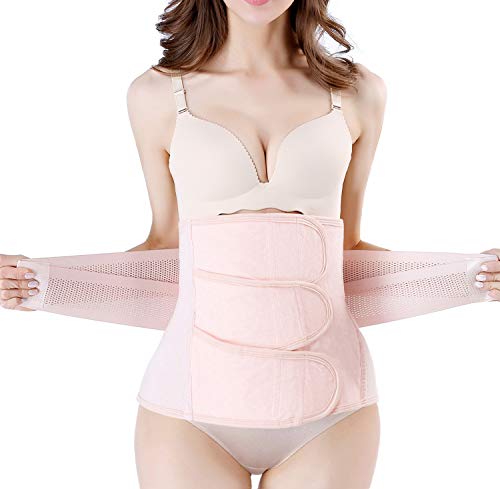 Postpartum Girdle C-Section Recovery Belt Back Support Belly Wrap Belly Band Shapewear (Pink,Medium)