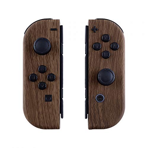 eXtremeRate DIY Replacement Shell Buttons for Nintendo Switch & Switch OLED, Wood Grain Soft Touch Custom Housing Case with Full Set Button for Joycon Handheld Controller - Console Shell NOT Included
