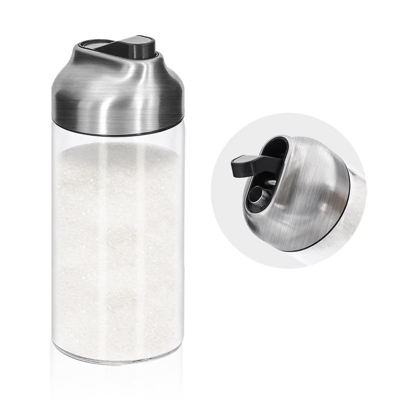 Aelga 12 OZ Glass Sugar Dispenser with Pour Spout, Weighted Pourer, for Coffee,Tea and Baking