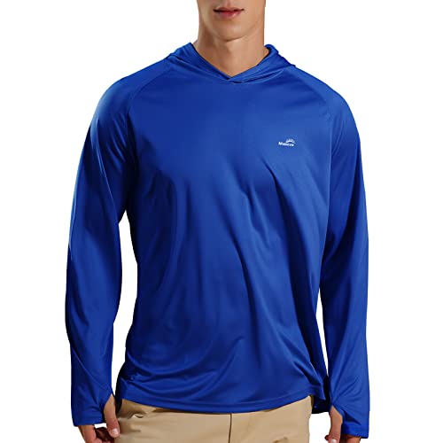 Men's UPF 50+ UV Sun Protection Hoodie Long Sleeve Rash Guard Hiking Fishing Swim T Shirt (Dark Blue, XXXL)