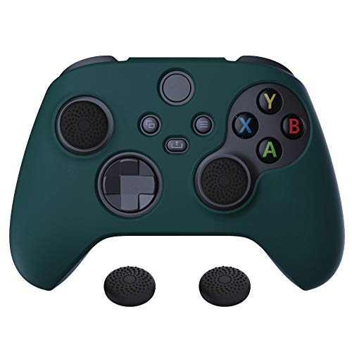 PlayVital Racing Green Pure Series Anti-Slip Silicone Cover Skin for Xbox Series X Controller, Soft Rubber Case Protector for Xbox Core Wireless Controller with Black Thumb Grip Caps
