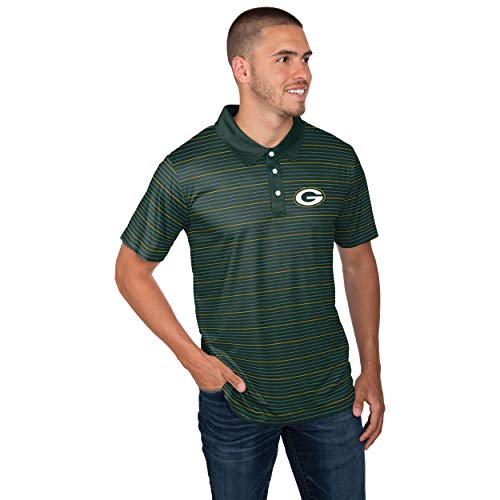 FOCO Green Bay Packers NFL Mens Striped Polyester Polo - XL
