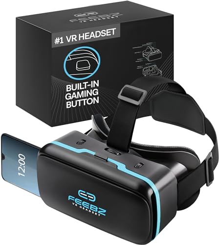 3D VR Headset for iPhone & Android Phones - with Links to 3D VR Videos | Virtual Reality Goggles Set for Beginners | Wearable VR Set for Kids & Adults – Blue