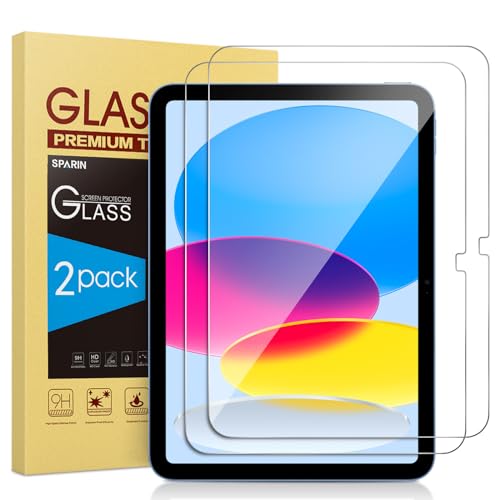 SPARIN Screen Protector Compatible with iPad 10th Generation 10.9 inch (2022 Models), 2 Pack 9H Hardness Tempered Glass for iPad 10 with Case Friendly, Anti-Scratch, Touch Sensitive