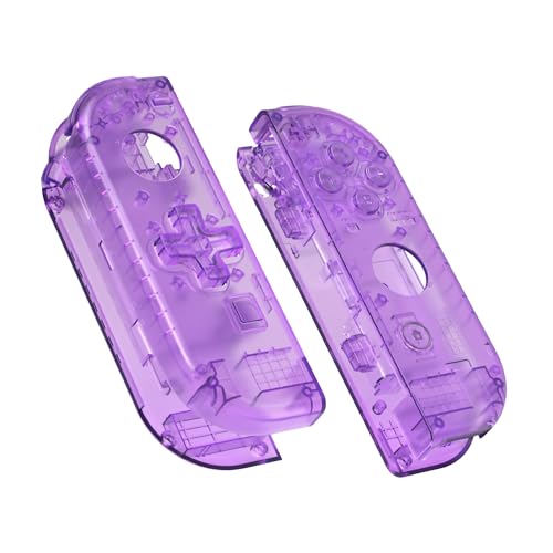 eXtremeRate Clear Atomic Purple Joycon Handheld Controller Housing (D-Pad Version) with Full Buttons, DIY Replacement Shell Case for Nintendo Switch & Switch OLED Joy-Con – Console Shell NOT Included