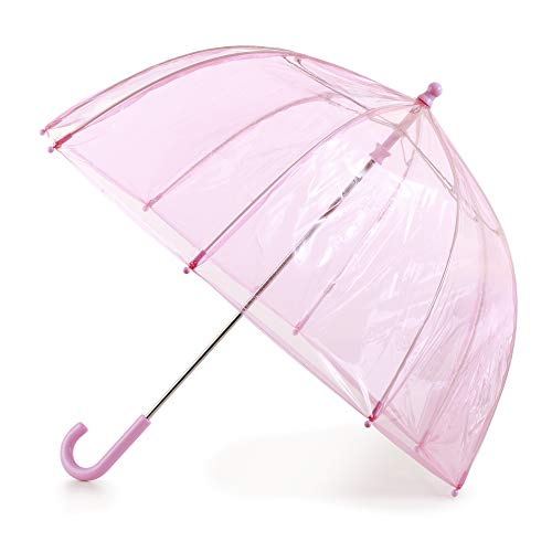 totes Kids Clear Bubble Umbrella with Dome Canopy, Lightweight Design, Wind and Rain Protection, Pink, Kids - 37' Canopy
