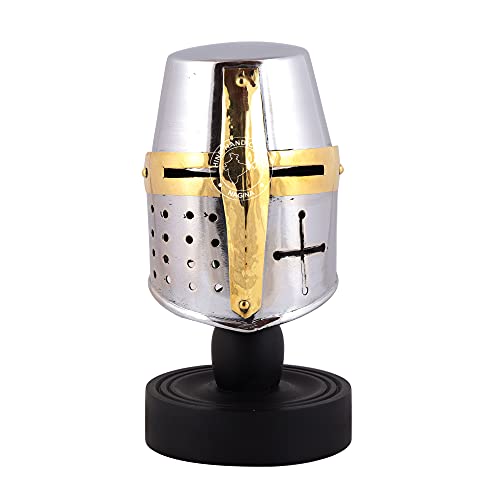 Hind Handicrafts Medieval Renaissance Miniature Knight Templar Crusader Armour Helmet - Handcrafted Warrior Accessories - Home & Desk Decor Display Piece (Silver-4)