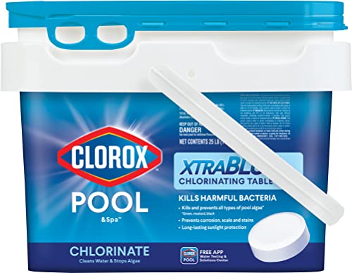 CLOROX Pool&Spa XtraBlue 3” Chlorinating Tablets, Kills Bacteria & Stops Algae, 25 LB