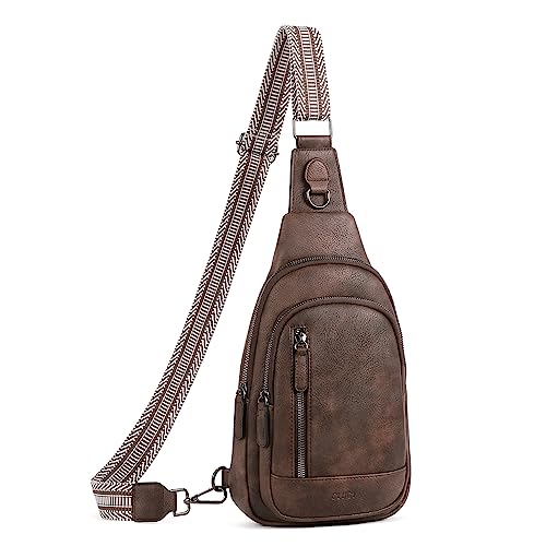 CLUCI Sling Bag Crossbody Bag for Women Leather Cross Body Bag for Women Large Sling Backpack for Men Travel Hiking Cycling Coffee