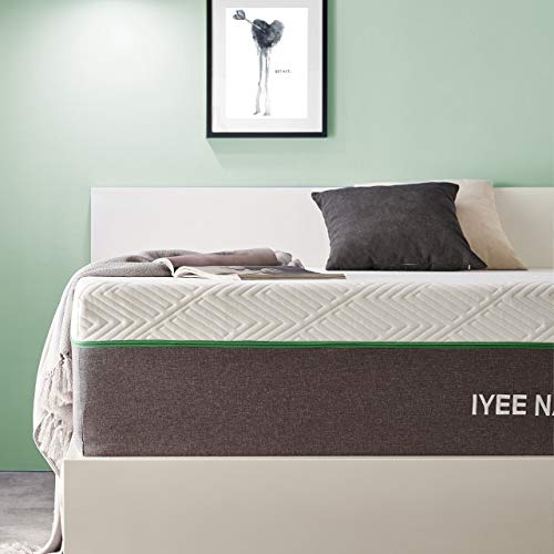 IYEE NATURE Queen Size Mattress, 10 Inch Cooling-Gel Memory Foam Mattress Bed in a Box, 80”*60”*10”, CertiPUR-US Certified, Medium Firm, Grey - Queen