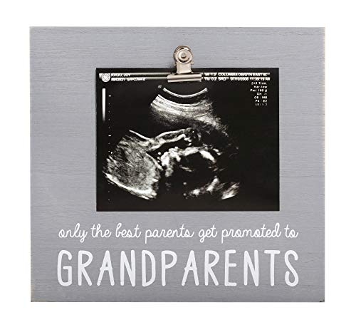 Pearhead Grandparents Pregnancy Announcement Sonogram Picture Frame, Ultrasound Photo Gift and Pregnancy Reveal Keepsake for Grandmothers and Grandfathers, 6.75x7.25 Photo Insert, Distressed Gray