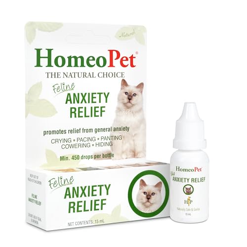 HomeoPet Feline Anxiety Relief, Stress and Anxiety Support, Safe and Natural Anxiety Supplement for Cats, 15 Milliliters