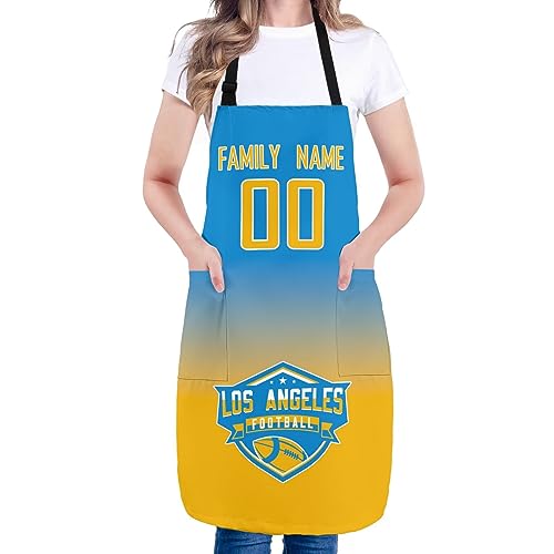 Los Angeles Custom Apron With Personalized Names And Numbers，Gift For Mom And Wife，Fans，Women，Kitchen Cooking