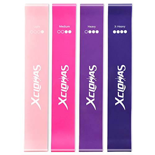 XCLOHAS Mini Loop Resistance Bands Set of 4 for Women Legs and Arms,12 inch Peach Color Exercise Band Loops Yoga Pilates Stretch Training Workout Bands with Manual Home Gym Fitness Equipment