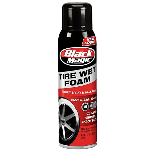 Black Magic 800002220 Tire Wet Foam, 18 oz. - Specially Formulated Thick Tire Spray Foam Clings to Tires to Dissolve and Clean Dirt While Shining and Protecting All In One Step