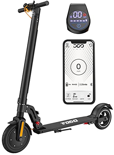 Electric Scooter,TODO Foldable Electric Scooter for Adults, Max 15MPH,8.5' Solid Tires,Range12-19Mile 400W(Peak) Powerful E-Scooter with Dual Brakes, Smart APP&Dual Brake System (Black)