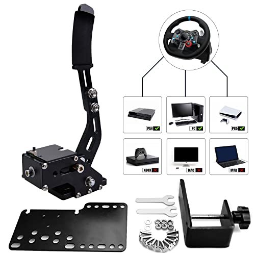 CNRAQR PC/PS4/PS5 Racing Game USB Handbrake 16Bit SIM for Racing Games, Compatible with G29 Simulate Linear Handbrake Realize Switch Control（With Fixing Clip and Plate