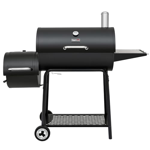 Royal Gourmet CC1830M 30-Inch Barrel Charcoal Grill with Offset Smoker, 811 Square Inches, Outdoor Backyard, Patio and Parties, Black, Large