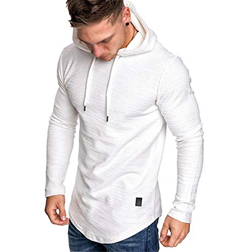 Cot-Oath Mens Workout Sweatshirt Athletic Hoodies - Stylish Gym Running Hoodies Lightweight Pullover White