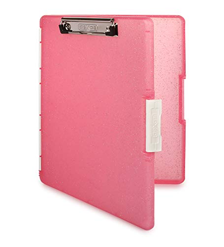 Dexas Slimcase 2 Storage Clipboard with Side Opening 12.5 x 9.5 Pink Glitter White Binding. Organize in Style for Home, School, Work or Trades! Ideal for Teachers, Nurses, Students, Homeschooling