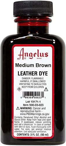 Angelus Leather Dye- Flexible Leather Dye for Shoes, Boots, Bags, Crafts, Furniture, & More-Medium Brown- 3oz