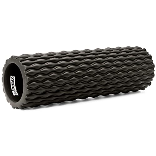 Textured Foam Rollers for Muscle Massage – High-Density Back Foam Roller for Back Pain Relief & Muscle Recovery in Legs & Arms – Hollow Foam Roller for Muscle Exercises by PowX 5.5x17.7 in. (Black)