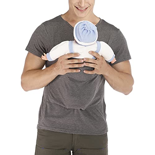 Rosie Kangaroo Dad Men's T-Shirt Short-Sleeved Stretchy Infant Sling Baby Carrier Shirt 2 in 1 Big Pocket,Gray,XL