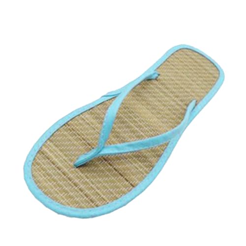 Women Flip Flop Sandals Espadrilles Flats Silent Rattan Flat Summer Comfortable Breathable Thong Slipper wide width Blue, 10