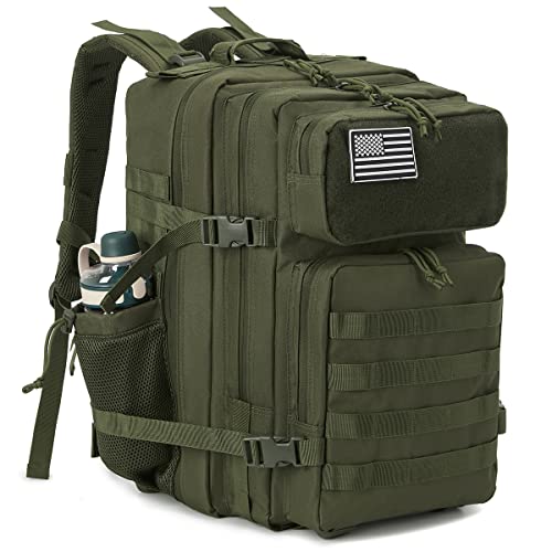 QT&QY Military Tactical Backpacks For Men Molle Daypack 45L Large 3 Day Bug Out Bag Hiking Rucksack With Bottle Holder