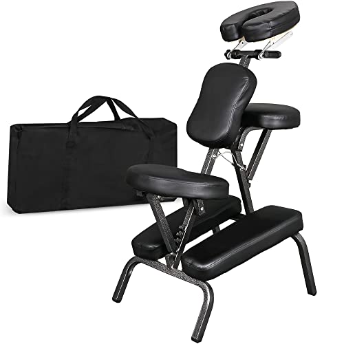 Nova Microdermabrasion Portable Massage Chair Foldable Tattoo Therapy Chair 4 Inches Thickness Sponge Face Cradle Spa Salon Massage Chair (Black)