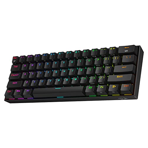 Redragon K530 Pro Draconic 60% Wireless RGB Mechanical Keyboard, BT/2.4Ghz/Wired 3-Mode 61 Keys Compact Gaming Keyboard w/Hot-Swap Socket, Free-Mod Plate Mounted PCB & Tactile Brown Switch