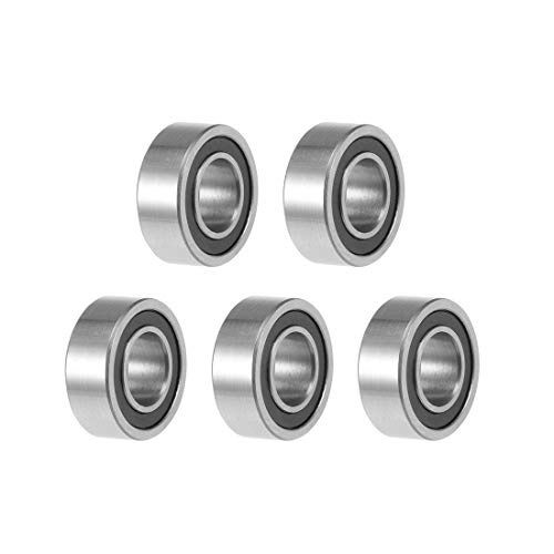 uxcell R188-2RS Deep Groove Ball Bearings 1/4' x 1/2' x 3/16' Double Sealed Chrome Steel P0(ABEC1) 5pcs