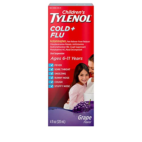 Children's TYLENOL Cold + Flu Oral Suspension, Grape, 4 Fl. Oz
