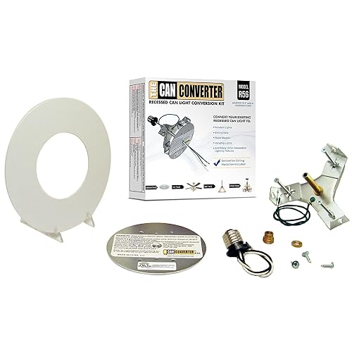 THE CAN CONVERTER - R56, Flat, Steel, Recessed Can Light Conversion Kit for Ceiling Fan, Light, Pendant Light Fixtures, Recessed Lighting 6 inch & 5', Decorative, Ceiling Medallion, White