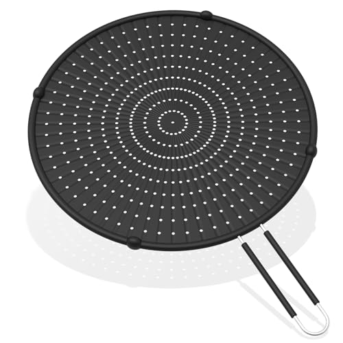 INYOU Silicone Splatter Screen for Frying Pan Suitable for 13” Pans, Multi-Use Grease Splatter Guard Heat Resistant to Hot Oil Food Safety Oil Splash Guard