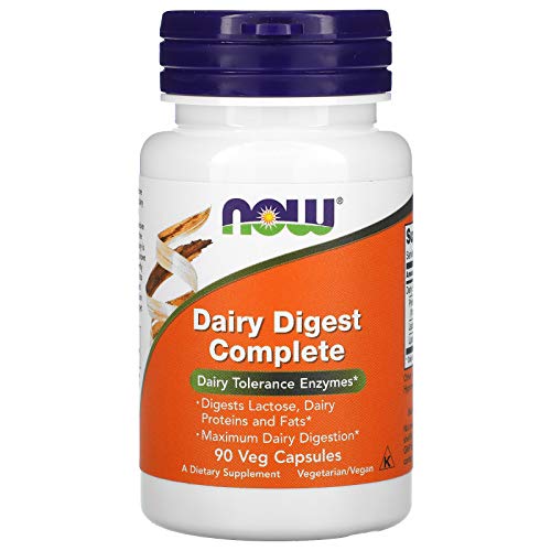 NOW Supplements, Dairy Digest Complete, Digests Lactose, Dairy Proteins and Fats*, Dairy Tolerance Enzymes*, 90 Veg Capsules
