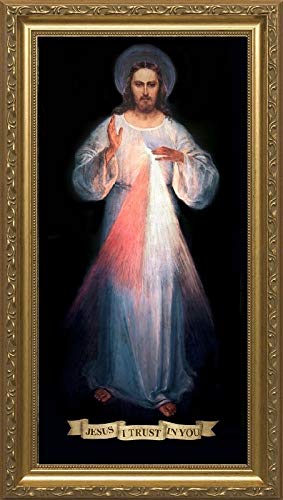 Original Vilnius Divine Mercy Framed Art Reproduction Print Under Glass | Made in The USA (8x16)