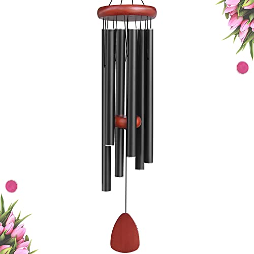 WENANA Large Aluminium Wind Chimes Outside, Soothing Melodic Memorial Sympathy Wind Chime, Suitable Outdoor Garden Patio Decor, Gift for Mom Women Neighbors (36 Inches Black)