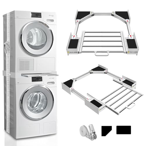 Kiss Core 29 inch Stacking Kit for Washer and Dryer, Universal Washer and Dryer Stacking Kit with Pull Out Drying Rack, Adjustable 29'/28'/27'/26'/25'/24' Stacking Kit with Ratchet Strap