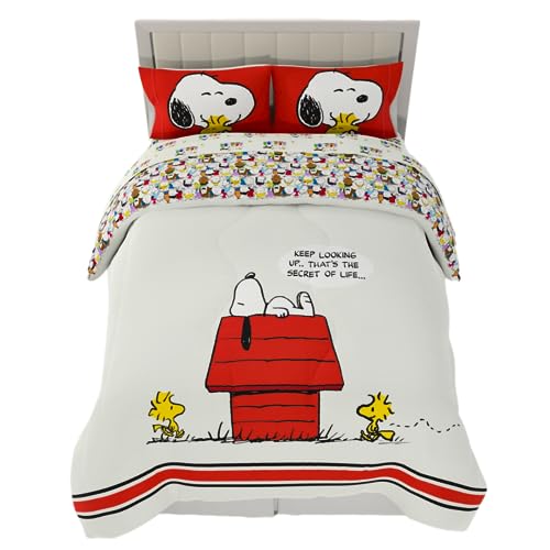 Franco Peanuts & Snoopy Classic Pals Super Soft Comforter and Sheet Set, 5 Piece Queen Size, (Official Licensed Product) Collectibles