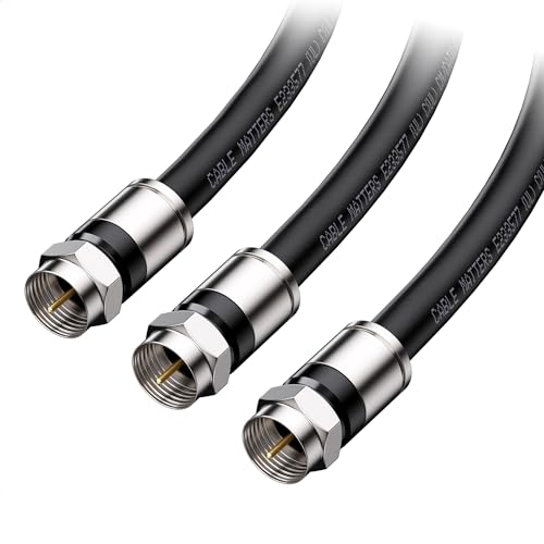 Cable Matters 3-Pack RG6 Cable CL2 in-Wall Rated (CM) Quad Shielded Coaxial Cable 3 ft, RG6 Coax Cable Cord for TV, Digital Router, Satellite Receiver and More, in Black
