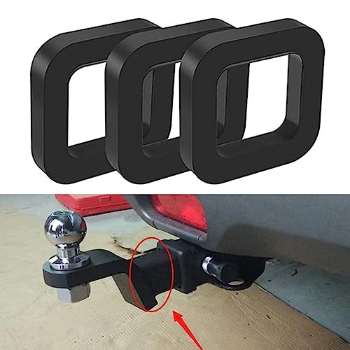 cueclue Pack-3 Trailer Receiver Silencer Pad, 1.96' x 3' x 0.5' Noise Reduction Trailer Hook Rubber Cushion Reduce Rattling Rubber Cushion for Any 2' Trailer Hitch Receiver (Black)