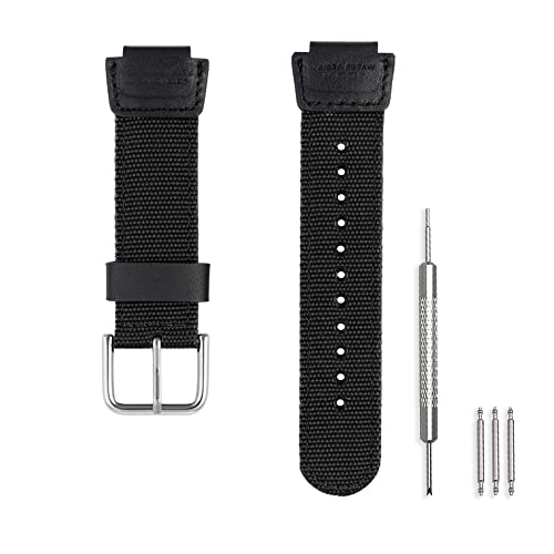 Nylon watch strap for Casio AE-1200WH SGW-300H 400 AQ-S810W Leather watch band strap18mm（black）