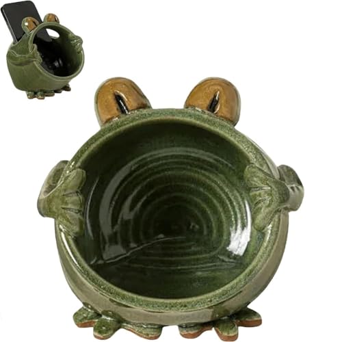 Phone Stand Sound Amplifier Acoustic Frog Amplifying Phone Speaker, Ceramics Desktop Cell Phone Speaker Amplifer Holder for All Phone, Natural Loudspeaker Mini Megaphone Smartphone Stand Decor