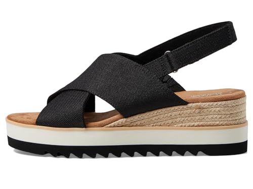 Toms Women's Shayla Espadrille Wedge Sandal, Black, 8